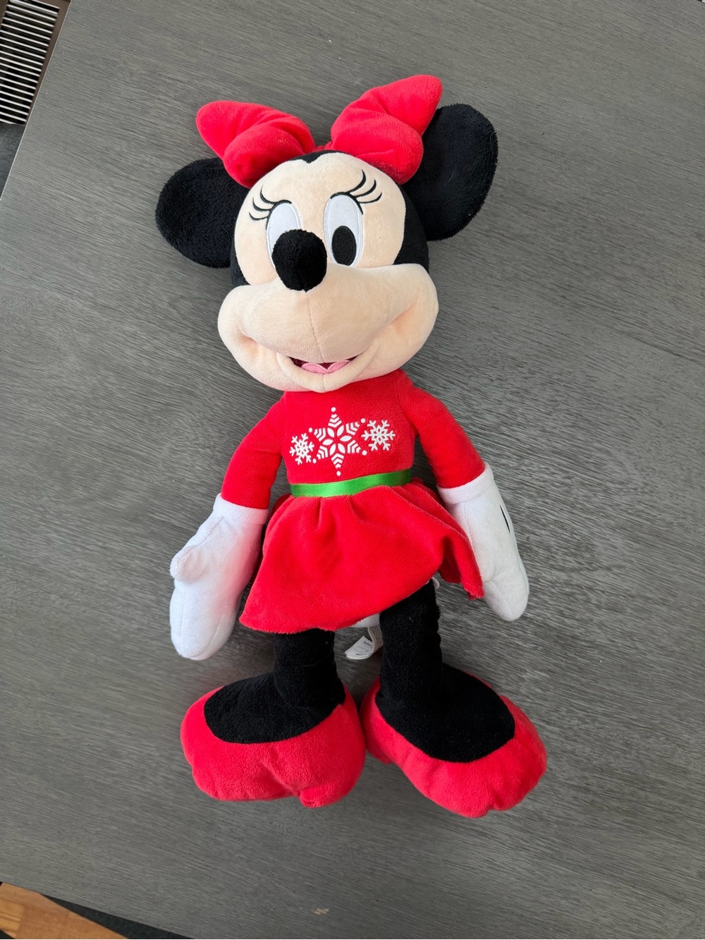 Disney Minnie Mouse Red and Black Holiday Plush with Bow